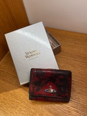 Vivienne Westwood Red and Black Leather Card Holder with Orb Emblem